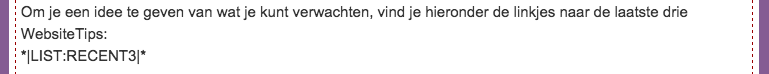 MailChimp code, waarmee je linkjes opneemt naar je laatste nieuwsbrief